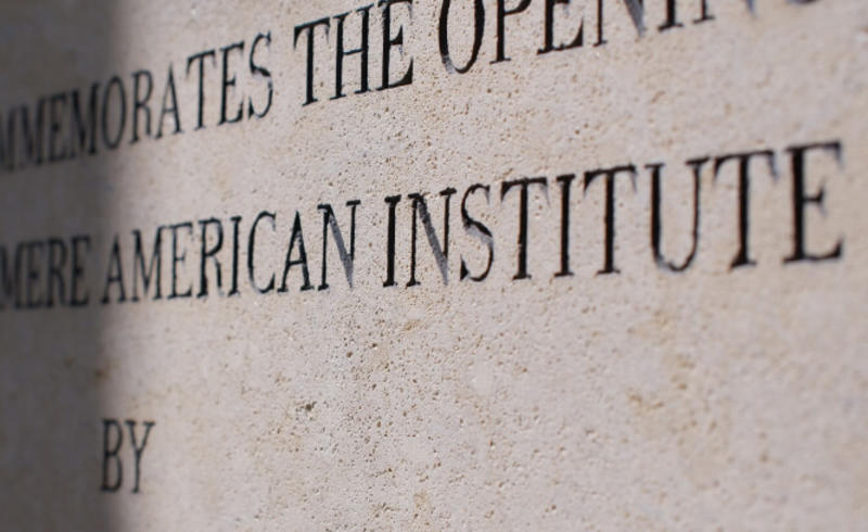Our history 03 Rothermere American Institute written on a wall